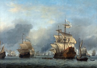 The Dutch burning English ships during the Raid on the Medway, 20 June 1667
