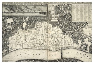 map, of central London after the 'Great Fire of London'