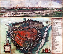 Map showing the fortifications of Danzig; Dated to 1687