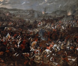 King John III Sobieski blessing Polish attack on Turks in Battle of Vienna.