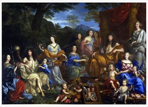 Louis and his family portrayed as Roman gods. painting by Jean Nocret
