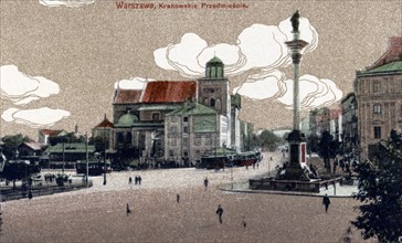 Castle Square in Warsaw, Poland, with Sigismund's Column and St. Anne's Church