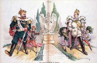 Alexander III, labelled 'Russia', looking at Wilhelm II, labelled 'Germany'