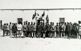 Photograph of Military staff at Magdabah, captured in the British raid