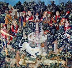 Tapestry titled 'The Unicorn is Found'