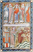 Fresco titled 'Life of St. Amand' depicting scenes from the life of the Saint.