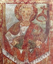 Fresco of Christ in Majesty surrounded by the twelve apostles and four saints.