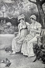 Engraving of Jane Austen and her sister Cassandra