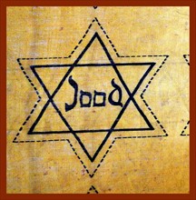 Star of David with the word Jew in the centre. Used by the Nazis, World War 11.