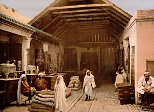 A bazaar in Tunis, Tunisia, 1899