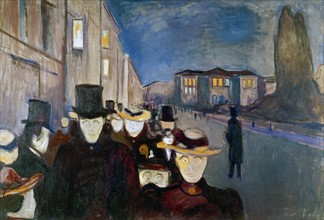 Evening in Karl Johan Street by Edvard Munch