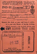 WWII British Clothing ration book 1944