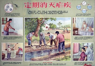 Chinese poster rasing awareness of malaria.