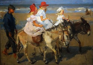 Painting titled 'Donkey Rides on the Beach'
