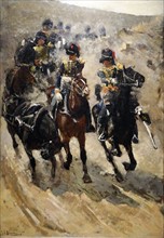 Painting titled 'The Yellow Riders'