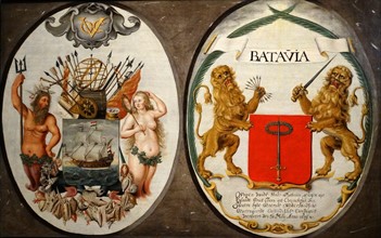 The Arms of the Dutch East India Company and of the Town of Batavia