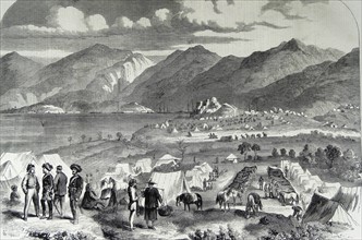 Camp of the Sikh Cavalry at Cowloong; opposite Hong-Kong.