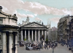 Hand coloured photograph of the Bank of England
