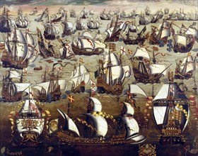 Painting depicting the Spanish Armada