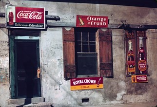 Colour photograph of a shanty town bar
