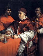 Portrait of Pope Leo X with the Cardinals Giulio de' Medici and Luigi de' Rossi