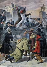 Illustration of the assignation of King Carlos I of Portugal