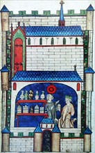 Miniature of a mediaeval pharmacy