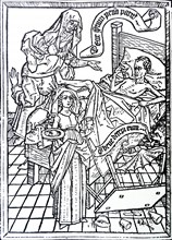 Plate from a block-book illustrating sin of impatience (the folly of man)