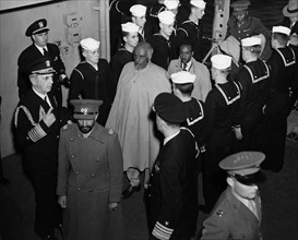 Visit of Emperor Haile Selassie of Ethiopia on USS Quincy in Great Bitter Lake, Egypt 1945