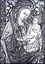 Print of the Virgin and Child in manière criblée style
