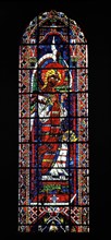 Stained glass window from Chartres Cathedral, France. Show the Archangel with the thurible