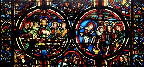 window from the Ambulatory at Bourges Cathedral, France. Shows the Passion of Christ