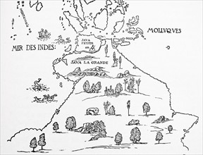 An early map of 'Terra Australis', called 'Java La Grande' in its supposed eastern part.