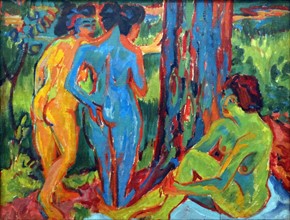 Three Nudes in the Forest by Ernst Ludwig Kirchner