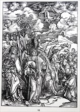Woodcut by Albrecht Durer; The Revelation of St John: 6. Four Angels Staying the Winds and Signing the Chosen