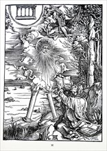 Woodcut by Albrecht Durer; Saint John devouring the Book presented by the Angel. The Revelation of Saint John