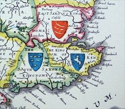 Shields of Sussex, Kent and Essex from the Heptarchy; a collective name applied to the Anglo-Saxon kingdoms of south, east, and central England during late antiquity and the early Middle Ages