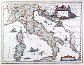 Map of Italy, 1631, by Johannes Blaeu based on a map by Giovanni Antonio Magini (d. 1617)