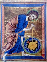 Colour illustration of God tracing the limit of the universe