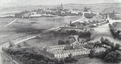 General view of Toledo; in Spain and the factory for producing knives 1860