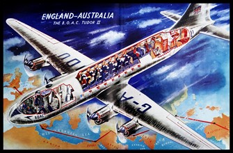 Colour cut-out diagram of a British 1940s commercial plane