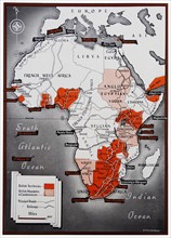 Map of Africa with a colour key identifying the British territories