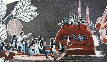 Illustration of the mutiny on the bounty