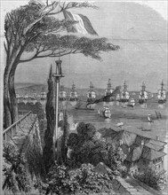 Illustration depicting the Ottoman fleet at anchor Boyouk-D'ère