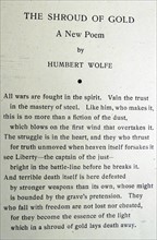 Copy of the poem titled 'The Shroud of Gold'