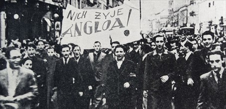 Photograph of a celebratory march in Warsaw