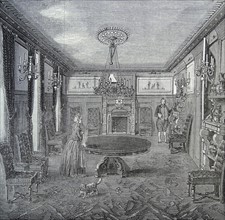 Illustration of a wealthy woman and gentleman in the lounge