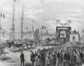 Illustration depicting the entrance of an Empress into Dieppe