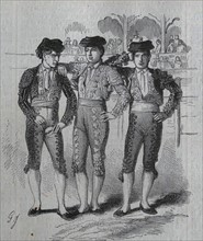 Illustration of a trio of Bullfighting Toreros