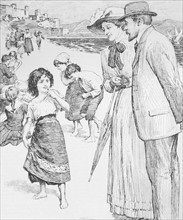 Illustration from a book depicting an artist named Mr Ford finding inspiration